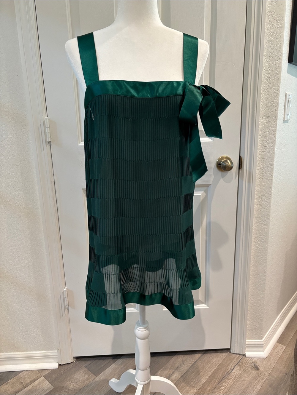 Emerald Bow-Shoulder Mini Dress - Women